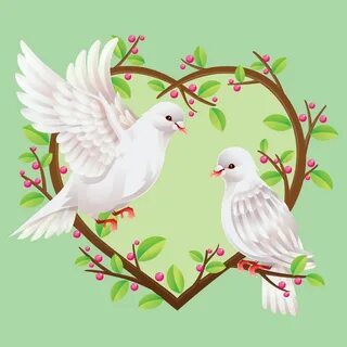 Two Doves on heart shape tree branches 1941201 Vector Art at