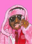 Pinky as Rapper Cam'ron In Pink Coat Illustration Poster Pri
