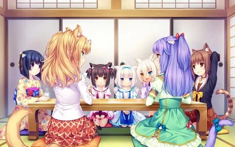 Скачать обои Стол, Девочки, Чай, Nekopara, раздел сёнэн в ра