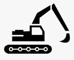 Transparent Black And White Backhoe Clipart - Bagger Icon Pn