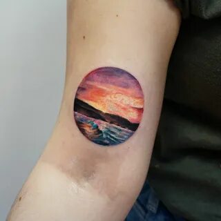 #tattoo #ink #sunset #circletattoo #landscape #landscapetatt