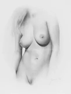 Female Nude Art Made to Order Naked Woman Sketch Hand Drawn 