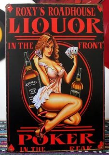 Poker In The Rear Retro Vintage Tin Sign 8" x 12" Liquor Up 