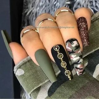 Pin by Anela on Nails Camouflage nails, Camo nails, Coffin n
