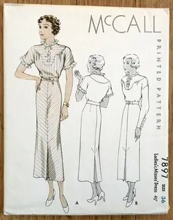 Vintage 1930s McCall tailored dress pattern 7897 size 36 Ets