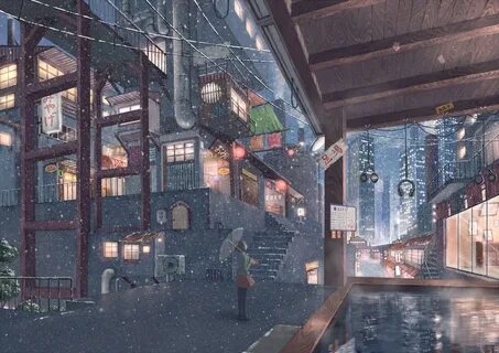 #4594766 #night, #cityscape, #anime girls, #snow, #umbrella 