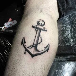 Black and grey realism Anchor tattoo by Adam Howard of Marke