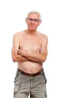 Shirtless Senior Swimmer Wearing Goggles Stock Photo - Image