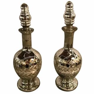 Pair of Mercury Glass Decanters at 1stDibs