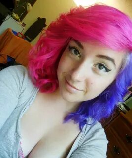 pink and purple Split dyed hair, Hair inspo color, Dyed hair