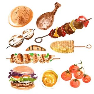 Bbq clipart watercolor, Bbq watercolor Transparent FREE for 