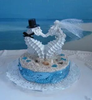 Seahorse Seashell Beach Wedding Cake Topper Love it Beach we