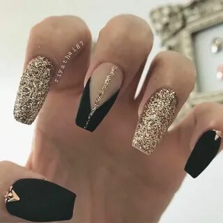35+ Magnificent Coffin Nails Designs You Must Try Gold nails