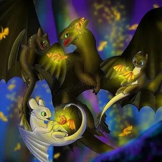 Toothless and the Nightlights ❤ this took forever and was ex
