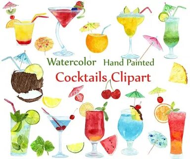 Watercolor Cocktails clipart: SUMMER CLIPART Etsy