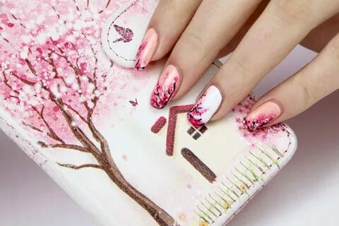 Popular Japanese Cherry Blossom Nail Art Image - Desain Inte