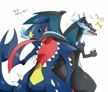 Mega Garchomp and Charizard X Pokemon drawings, Pokemon comi