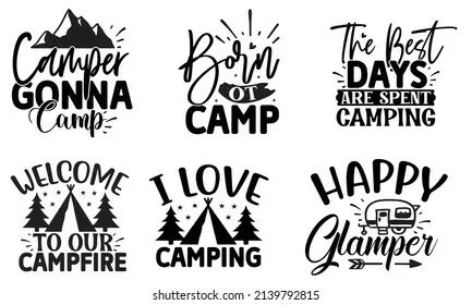 Camping Svg T Shirt Design Bundle Stock Vector (Royalty Free