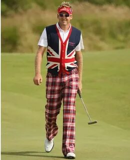 IAN POULTER - BRIT FLAG SWEATER W/ MATCHING PANTS! Golf atti