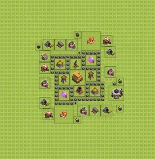 Trophy (Defense) Base TH4 - Clash of Clans - Town Hall Level