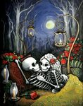 Mexican Folk Art Romantic Poster Day of the Dead Print Skele