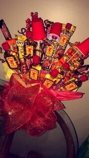 Fireball Bouquet I made #fireball #red #solo #cup #bows #diy