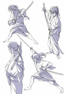 pose sword Art reference, Drawing reference, Samurai poses