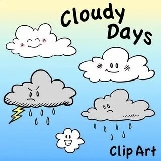 Cloud Characters Clip Art Cloudy Days Clipart Digital by pig