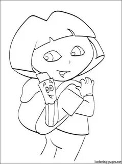 Dora with Backpack and Map Coloring pages