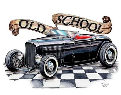 Old School 32 Ford Roadster Drawing by Shannon Watts Fine Ar