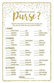 3-up Printable What's in Your Purse BridalBaby Shower Game P