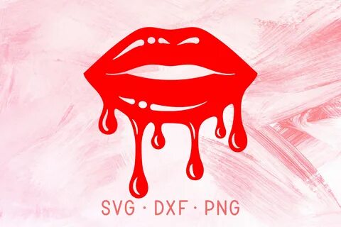 Red Dripping Lips SVG Files For Cricut DXF PNG Cut File Lip 