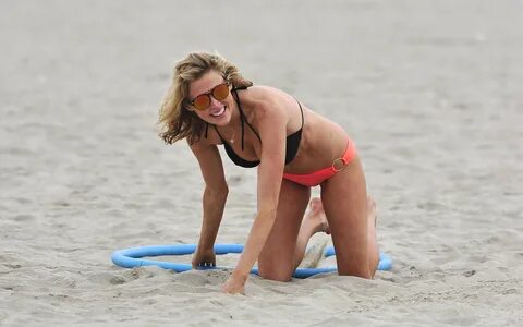 Estella Warren in a bikini with a hula hoop in Venice Beach 