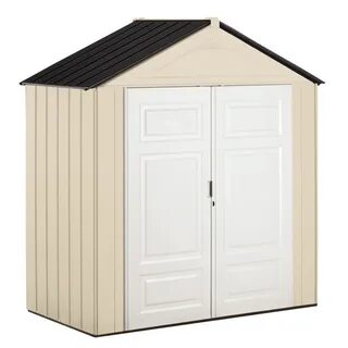 Rubbermaid Outdoor Storage Shed, Resin, Sandstone & Onyx, 3 
