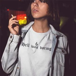 HETUAF Hell Was Boring T Shirt женские напечатанные буквы За