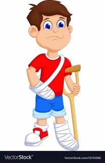 Boy cartoon broken arm and leg vector image on VectorStock C