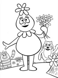 Foofa Hold Flower In Her Hand In Yo Gabba Gabba Coloring Pag