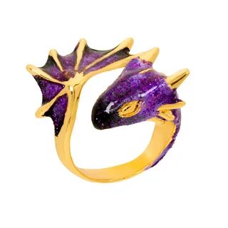 Gold Amethyst Dragon Ring - Handmade in Britain