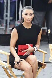 Kim Kardashian upskirt on the set of Project Runway in NYC