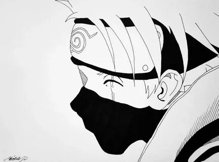 My drawing of Kakashi Hatake from Naruto in black and white 