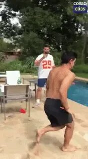 Head Bump Bumped Into The Pool Cement GIF - Head Bump Bumped