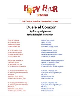 duele-el-corazon - Happy Hour Spanish