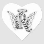 Angel Alphabet R Initial Letter Wings Halo Heart Sticker Zaz