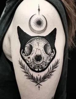 cat skull tattoo - Google Search Cat skull tattoo, Bow tatto