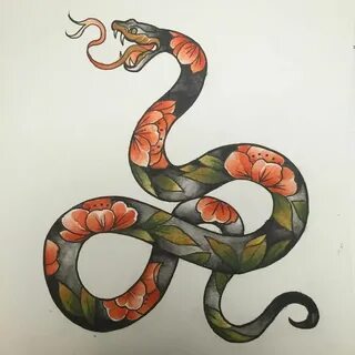 Schlange Snake tattoo design, Cute tattoos, Traditional snak
