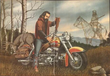 The Hunter David Mann biker art centerfold poster removed fr