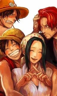 Ace, Luffy, Shanks e Makino - One Piece Anime one piece, Hìn