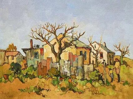 Conrad Theys South african art, Landscape paintings acrylic,