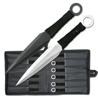 Black and Silver Kunai Throwing Knife Set For Sale All Ninja