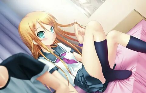 Wallpaper bed, schoolgirl, knee, two, long hair, ore no imou